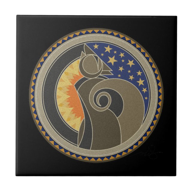 Spirit Of Coyote On Black Tile (Front)