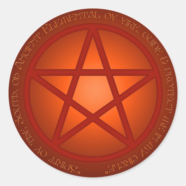 Spirit of Fire Pentacle Classic Round Sticker (Front)