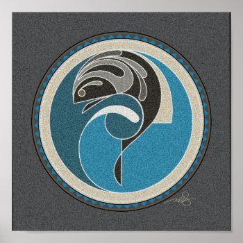 Spirit Of Fish Gray Background Poster by ArtDivination at Zazzle