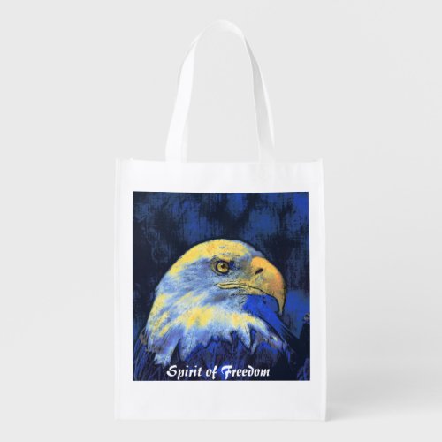 Spirit of Freedom Bald Eagle Art Designer Gift Grocery Bag