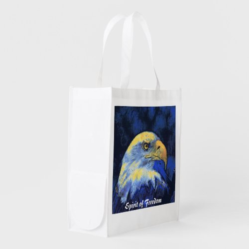 Spirit of Freedom Bald Eagle Art Designer Gift Grocery Bag