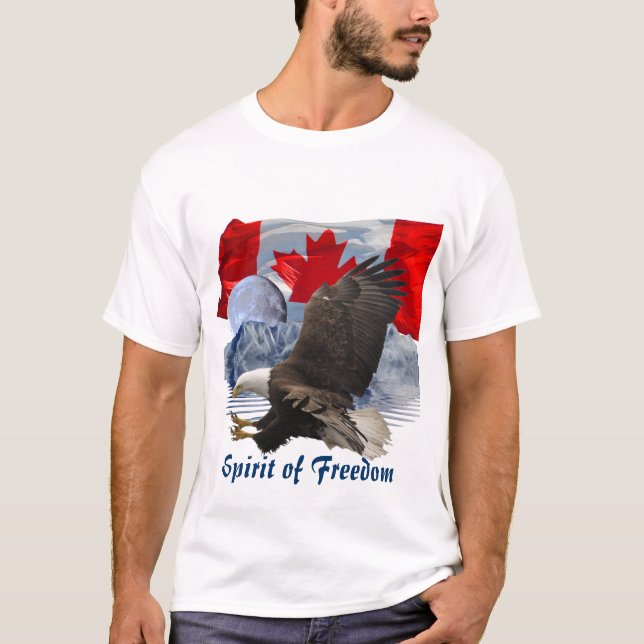 SPIRIT of FREEDOM Bald Eagle, Moon & Mountains Art T-Shirt (Front)