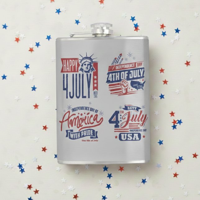 Spirit of Independence Fourth of July Classic Flask (Sip the spirit of liberty.)