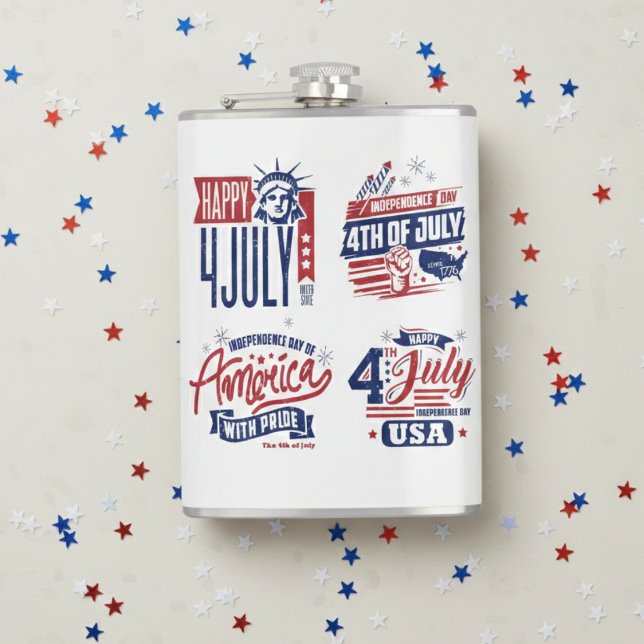 Spirit of Independence Fourth of July  Flask (Sip the spirit of liberty.)