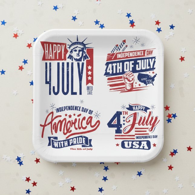 Spirit of Independence Fourth of July  Paper Plates (Freedom means never doing dishes.)