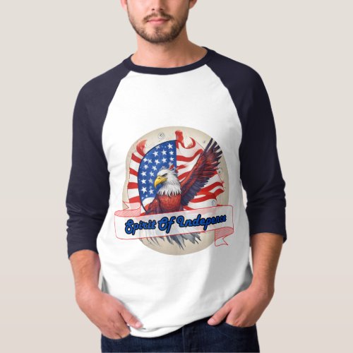 Spirit of Independence with Eagle N American Flag T_Shirt