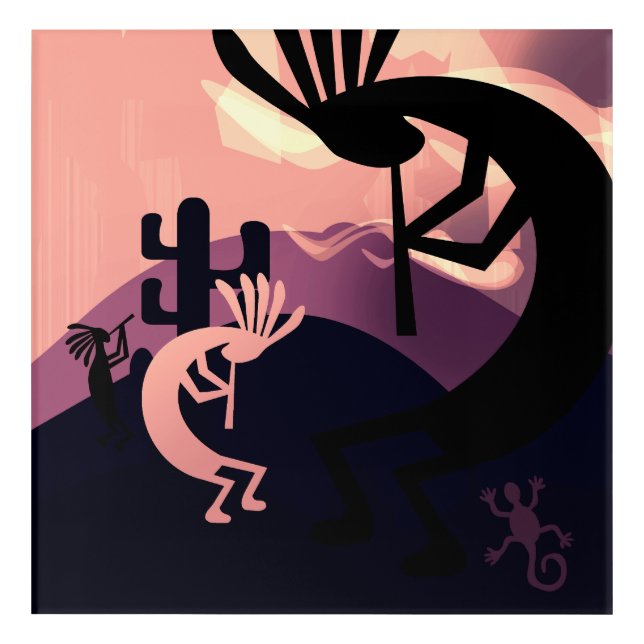 Spirit of Kokopelli Desert Landscape Earthtone 2 Acrylic Print (Front)