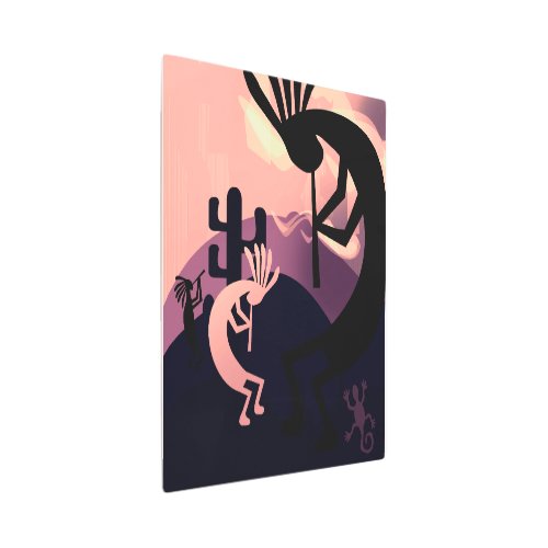 Spirit of Kokopelli Desert Landscape Earthtone 2 Metal Print