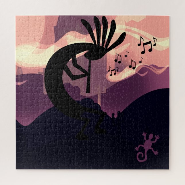 Spirit of Kokopelli Desert landscape Earthtone 3 Jigsaw Puzzle (Vertical)