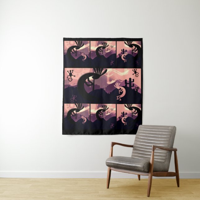 Spirit of Kokopelli Desert Landscape Earthtone M Tapestry (In Situ)