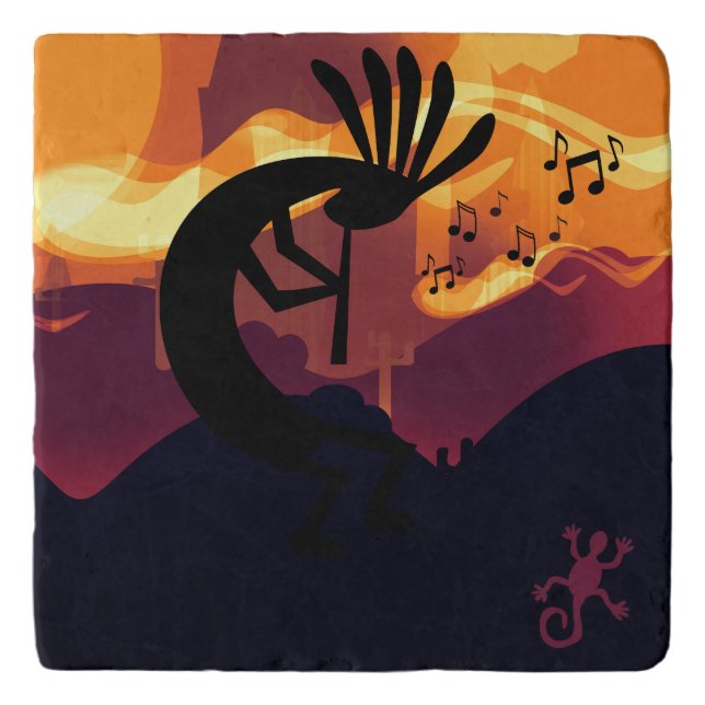 Spirit of Kokopelli Desert landscape Sunset  Trivet (Front)