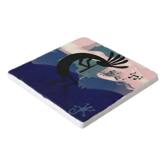Spirit of Kokopelli Desert Landscape Twilight 3 Trivet (Corner)