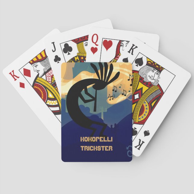 Spirit of Kokopelli Desert Teal Trickster Poker Cards (Back)