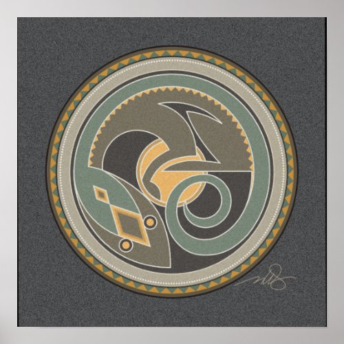 Spirit Of Lizard gray background Poster