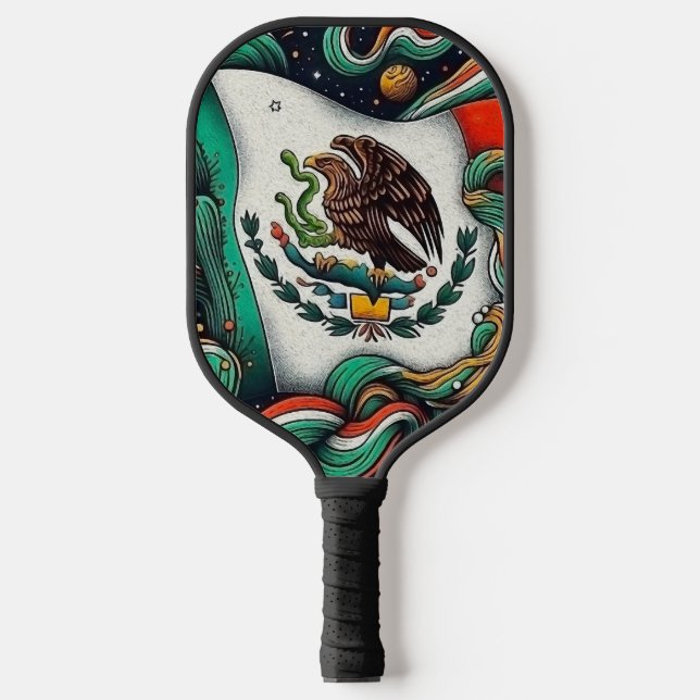 Spirit of Mexico Artistic Flag Carbon Fiber Pickleball Paddle (Front)