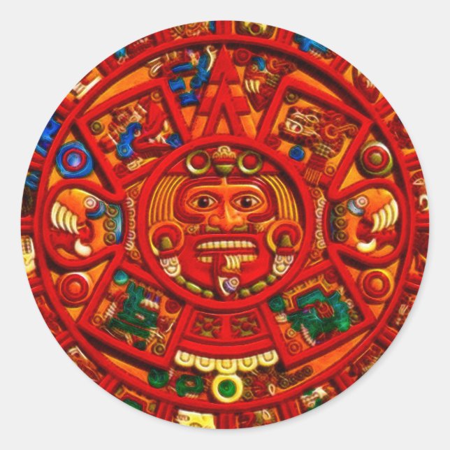 Spirit of Mexico & Peru, Mayan Incan Design Classic Round Sticker (Front)