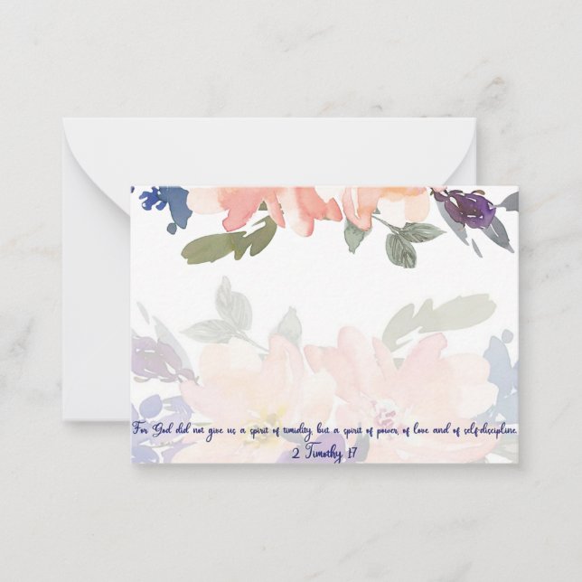 Spirit of power watercolor floral Christian Note C (Front)