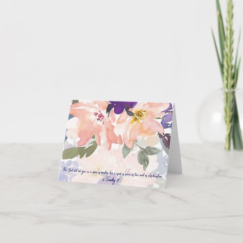 Spirit of power watercolor floral Christian Note C Card