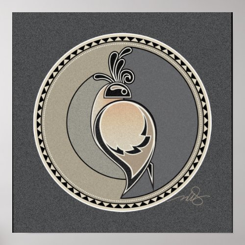 Spirit Of Quail gray background Poster