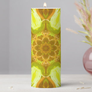 Spirit of solar foliage abstract Pattern Pillar Candle