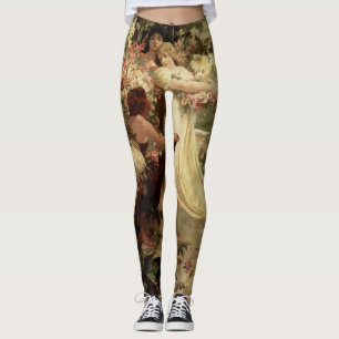 Spirit Of Spring by Alphonse Mucha Leggings