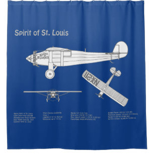 Spirit of St. Louis - Airplane Blueprint Plans ABD Shower Curtain