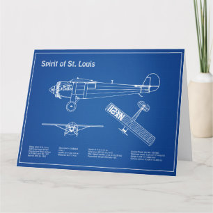 Spirit of St. Louis - Airplane Blueprint Plans AD Thank You Card