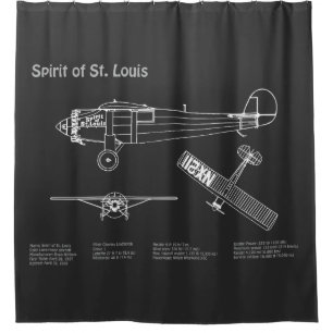 Spirit of St. Louis - Airplane Blueprint Plans PD Shower Curtain