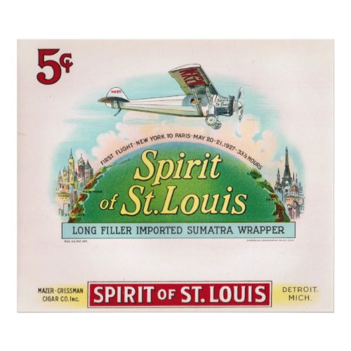 Spirit of St Louis Vintage Cigar Label Detroit Photo Print