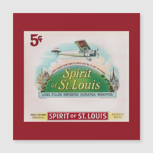 Spirit of St. Louis Vintage Cigar Label Retro (Front)