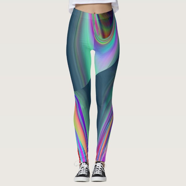 Spirit of Summer Breeze , Abstract 3D Rainbowart Leggings (Front)