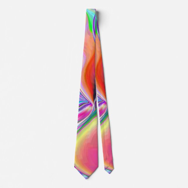 Spirit of Summer Breeze , Abstract 3D Rainbowart Neck Tie (Front)
