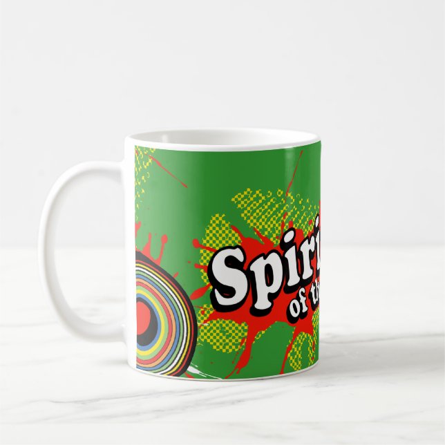 Spirit of the 80's green logo retro mug (Left)
