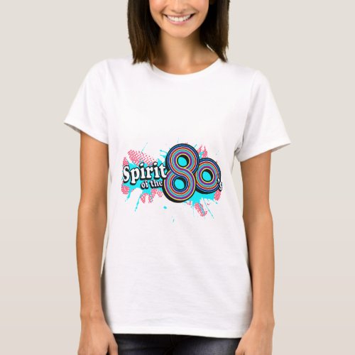 Spirit of the 80s ladies multi_cyan logo tee