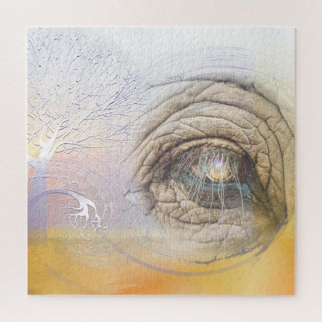 Spirit of the elephant abstract  sunset animal jigsaw puzzle (Vertical)