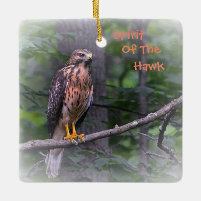 Spirit Of The Hawk Ceramic Ornament (Front)