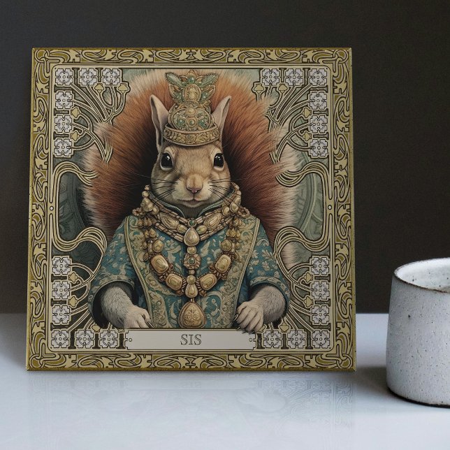 Spirit of the Squirrel Personalized Tribal Jewels Ceramic Tile (Creator Uploaded)
