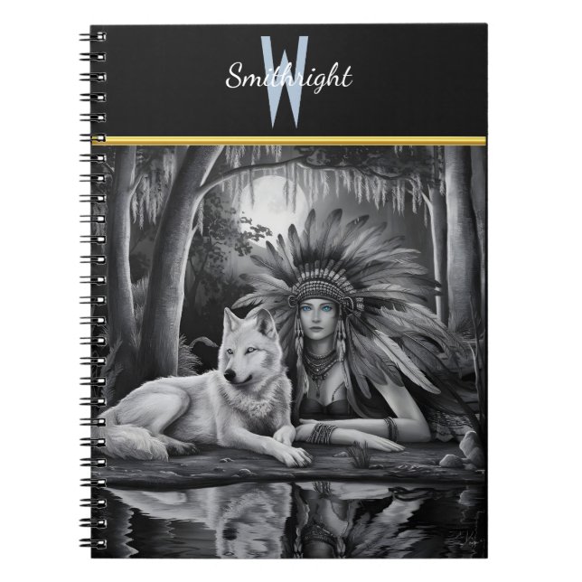 Spirit of the Wild: Indian Woman and Wolf Notebook (Front)