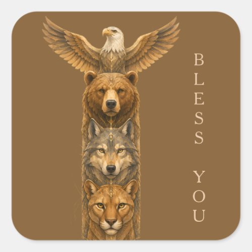Spirit of the Wild – Totem Pole Art  Square Sticker