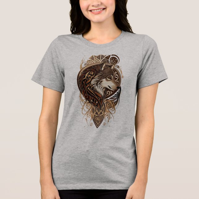 Spirit of the Wolf The Watcher Alpha Soul Wolf of  Tri-Blend Shirt (Front)