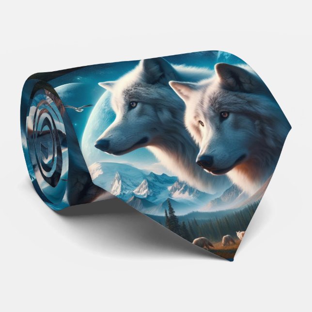 Spirit of The Wolves  Mens  Neck Tie (Rolled)