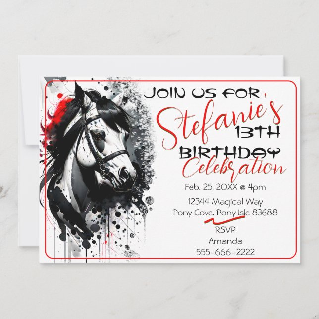 Spirit Pony 36 Birthday Invitation (Front)