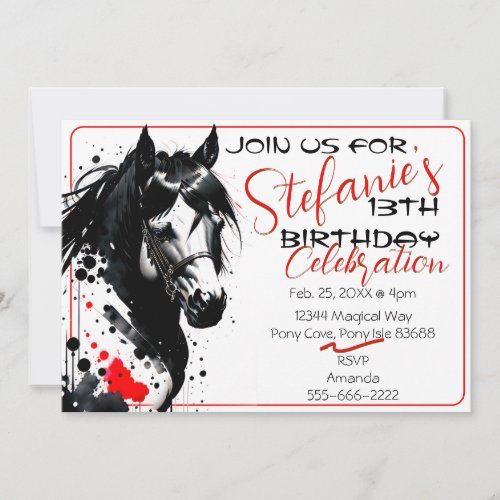 Spirit Pony 37  Birthday Invitation