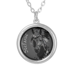 Spirit Pony 3 Black Silver Plated Necklace