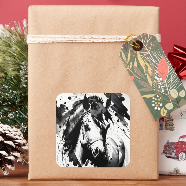 Spirit Pony 7 Square Sticker (Holiday)
