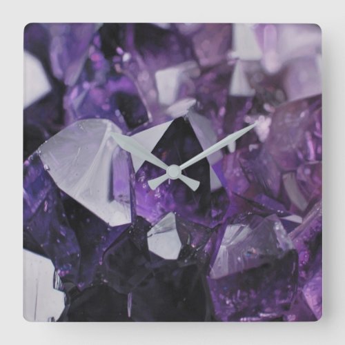 spirit quartz healing holistic purple amethyst square wall clock