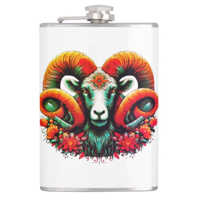 Spirit Ram – Floral Horns & Earth Wisdom Flask (Front)