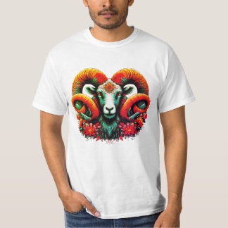 Spirit Ram – Floral Horns & Earth Wisdom T-Shirt