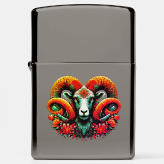 Spirit Ram – Floral Horns & Earth Wisdom Zippo Lighter
