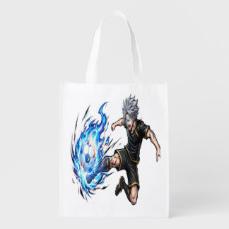 Spirit Striker Blue Energy Anime Soccer OC Tee Grocery Bag
